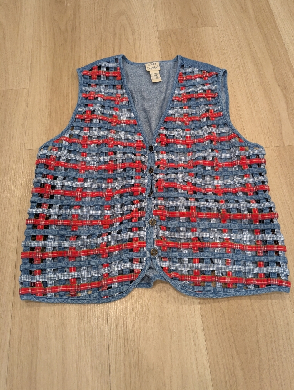 Vintage Braided Red White And Blue Vest Size 20W Patriotic